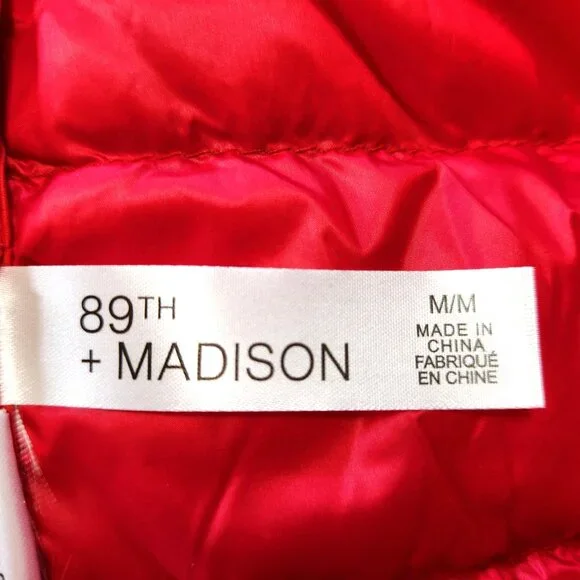 NWT 89th & Madison Red Lightweight Packable Down Vest Size M - Picture 7 of 15